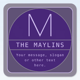 Editable Retro-modern Design Template   Purples Square Sticker