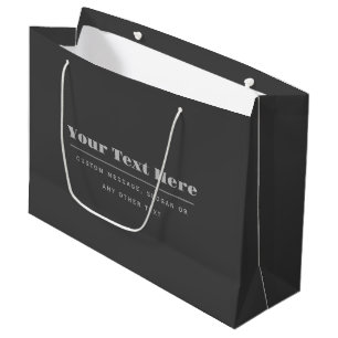 Editable Retro-Modern Text Template Dark Grey Large Gift Bag
