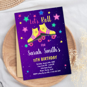 Editable Retro Roller Skating Party Invite