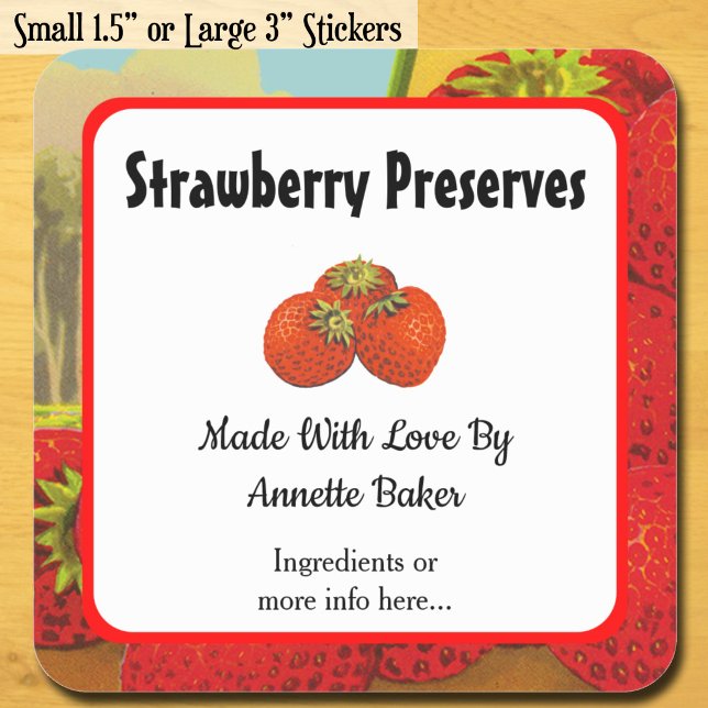 Editable Retro Strawberry Farm Baking Labels (Editable Retro Strawberry Farm Baking Labels)
