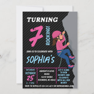 Editable Rock Girl Climbing Birthday Party Invitation
