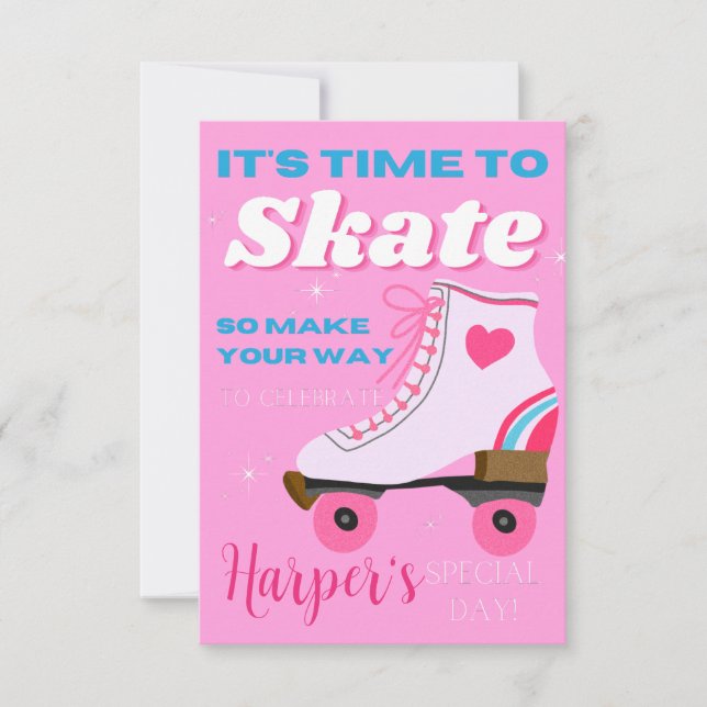 Editable Roller Skating Birthday Party Digital  Invitation (Front)