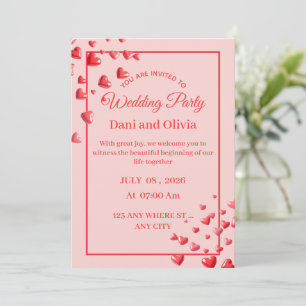 Editable Romantic Heart Wedding Invitation Card