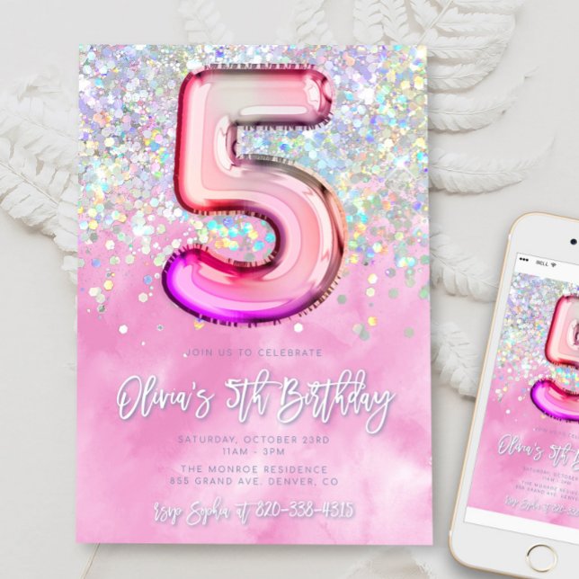 Editable rose 5e anniversaire Invitation Modèle Gl (Créateur téléchargé)
