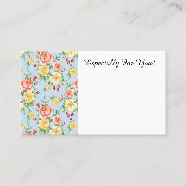 Editable Roses Flower Shop Bouquet Message Card (Front)