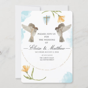 Editable Rustic Birds Wedding Invitation 
