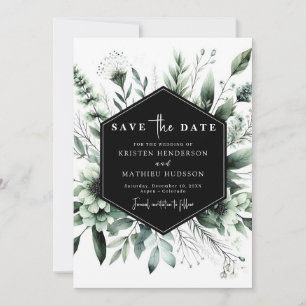 Editable Rustic Flowers Sage Green Wedding Save The Date