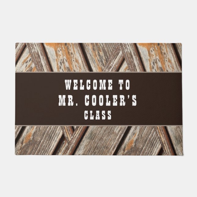 Editable Rustic Neutral Western Classroom Welcome  Doormat (Front)