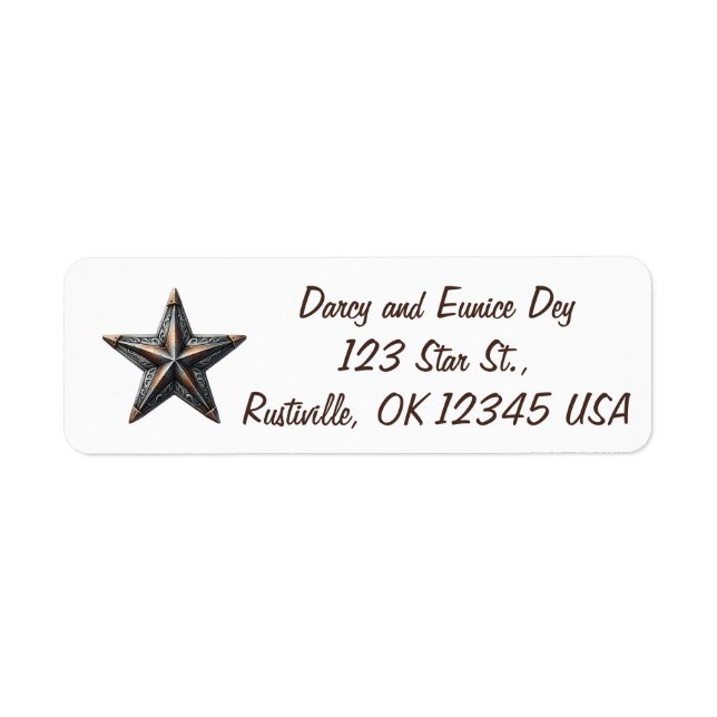 Editable Rustic Star Return Address (Devant)