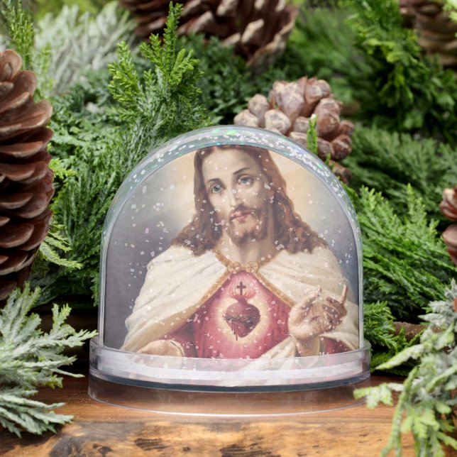 Editable Sacred Heart of Jesus and Prayer Snowglobe (Winter)