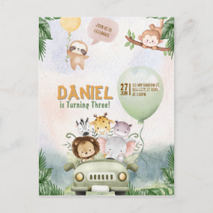 Editable Safari Birthday Invitation Postcard
