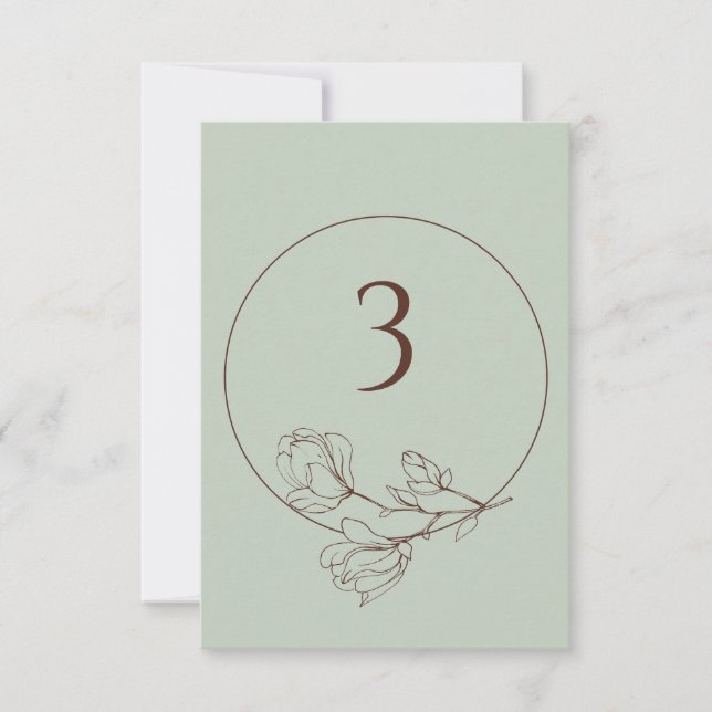 Editable Sage Boho Floral Wedding Table Number (Front)