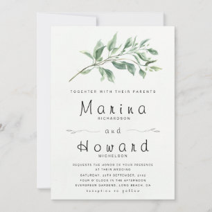 Editable Sage Green Botanical Wedding Invitation 