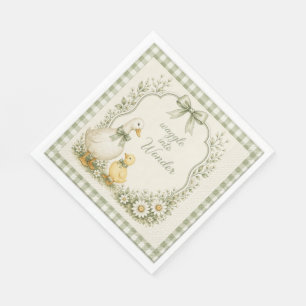 Editable Sage Green Floral vintage duck theme Napkin