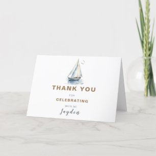 Editable Sailboat Nautical Thank You Card - Blue