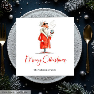 Editable Santa Claus Funny Christmas Dinner Napkin