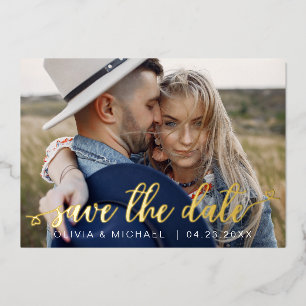 Editable Save the Date Gold Handwritten Photo