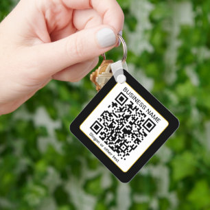Editable Scannable QR code + Your Business Name Keychain