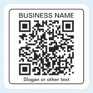 Editable Scannable QR code + Your Business Name Square Sticker