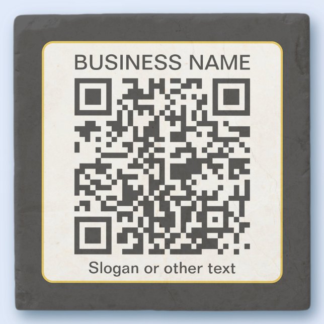 Editable Scannable QR code + Your Business Name Stone Coaster (Creator Uploaded)