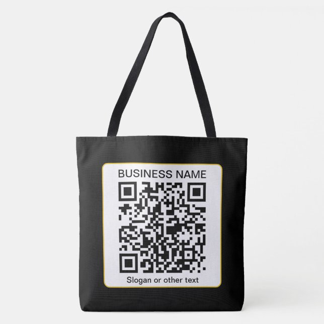 Editable Scannable QR code + Your Business Name Tote Bag (Front)