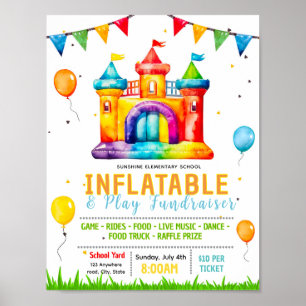 Editable school bounce house flyer poster