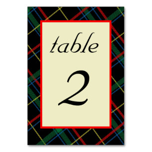 Editable Scottish Tartan Table Number Cards