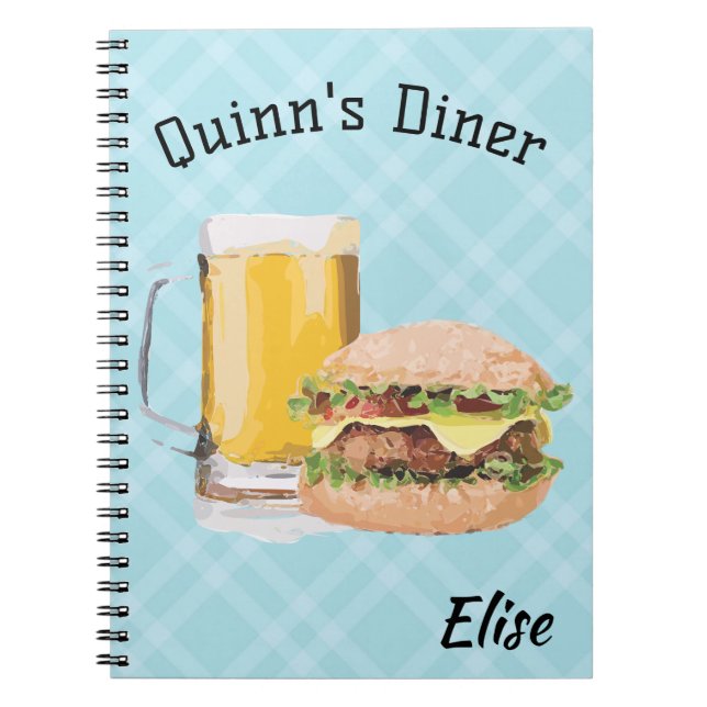 Editable Servers Diner Restaurant  Notebook (Front)