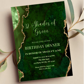 Editable Shades of Green Invitation Green and Gold