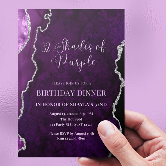 Editable Shades of Purple Invitation Purple Silver (Creator Uploaded)
