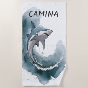Editable Shark Beach Towel