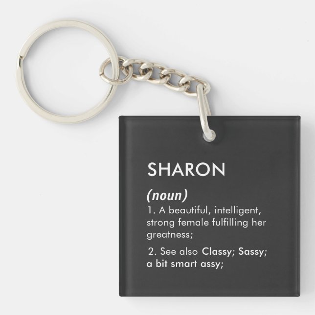 Editable Sharon name definition, custom name Keychain (Front)