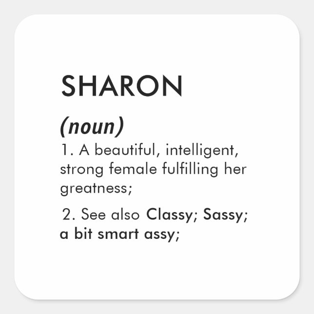 Editable Sharon name definition, custom name Square Sticker (Front)
