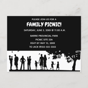 Editable Silhouette Family Picnic Invitation