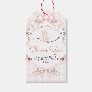 Editable Silly Goose Baby Shower Pink Bow Gift Tags