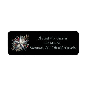 Editable Silver Christmas Star Return Address