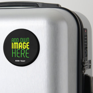 EDITABLE SIMPLE BLACK IMAGE TEXT TEMPLATE LUGGAGE MAGNET