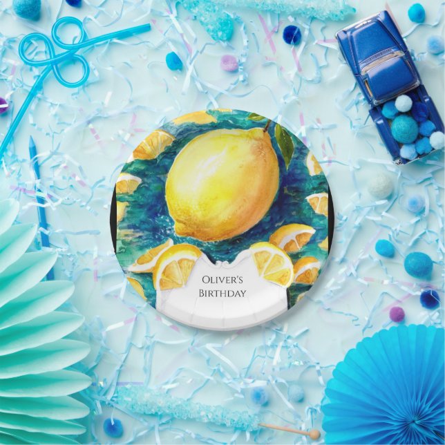 Editable Simple Lemon Birthday Paper Plate (Party)
