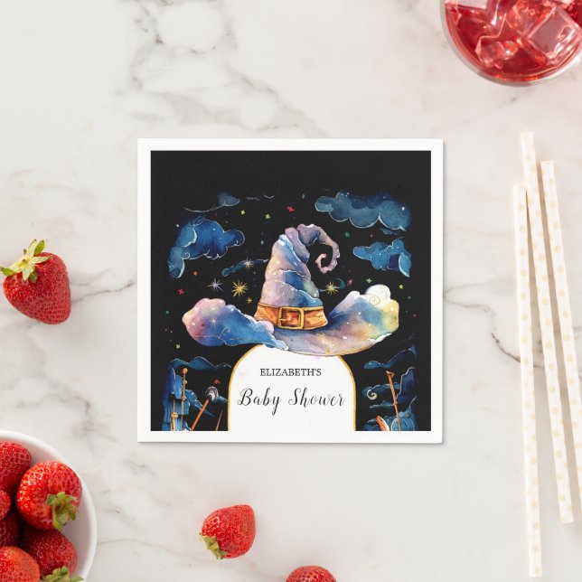 Editable Simple Wizard Hat Baby Shower Napkin (Insitu)