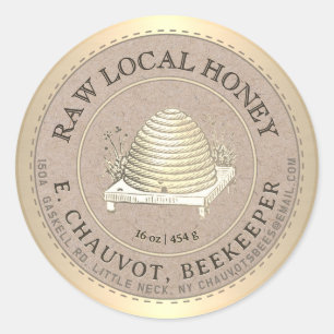 Editable Skep Honey Kraft Honey Jar Label