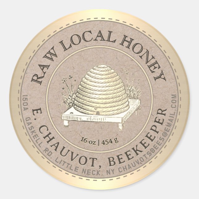 Editable Skep Honey Kraft Honey Jar Label (Front)