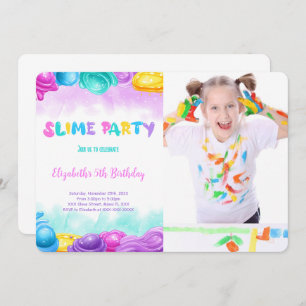 Editable Slime Birthday Party Photo Invitation