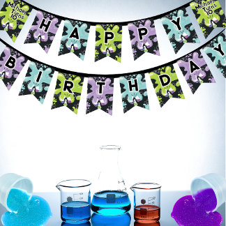 Editable Slime Making Party Bunting STEM Birthday Flags
