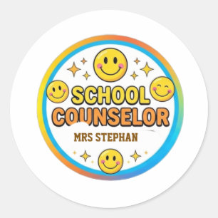 Editable Smiley Face School Counsellor Sign   Brig Classic Round Sticker