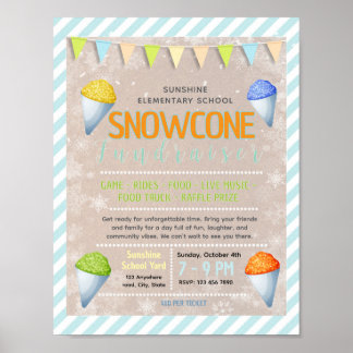Editable snowcone fundraiser flyer poster