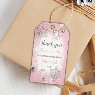 Editable Snowflake Favour Tags for Baby Girl’s Fir