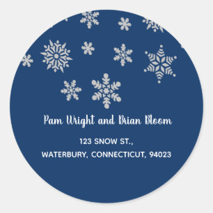 Editable Snowflakes on Blue Address Label