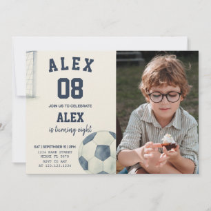 Editable Soccer Birthday Invitation with photo