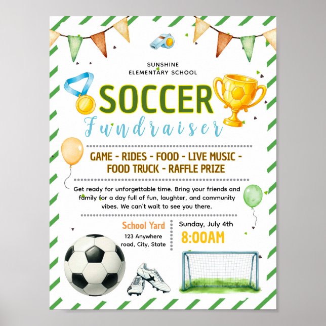 Editable soccer fundraiser flyer poster (Front)