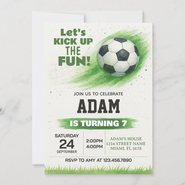 Editable Soccer Party Invitation (Front)